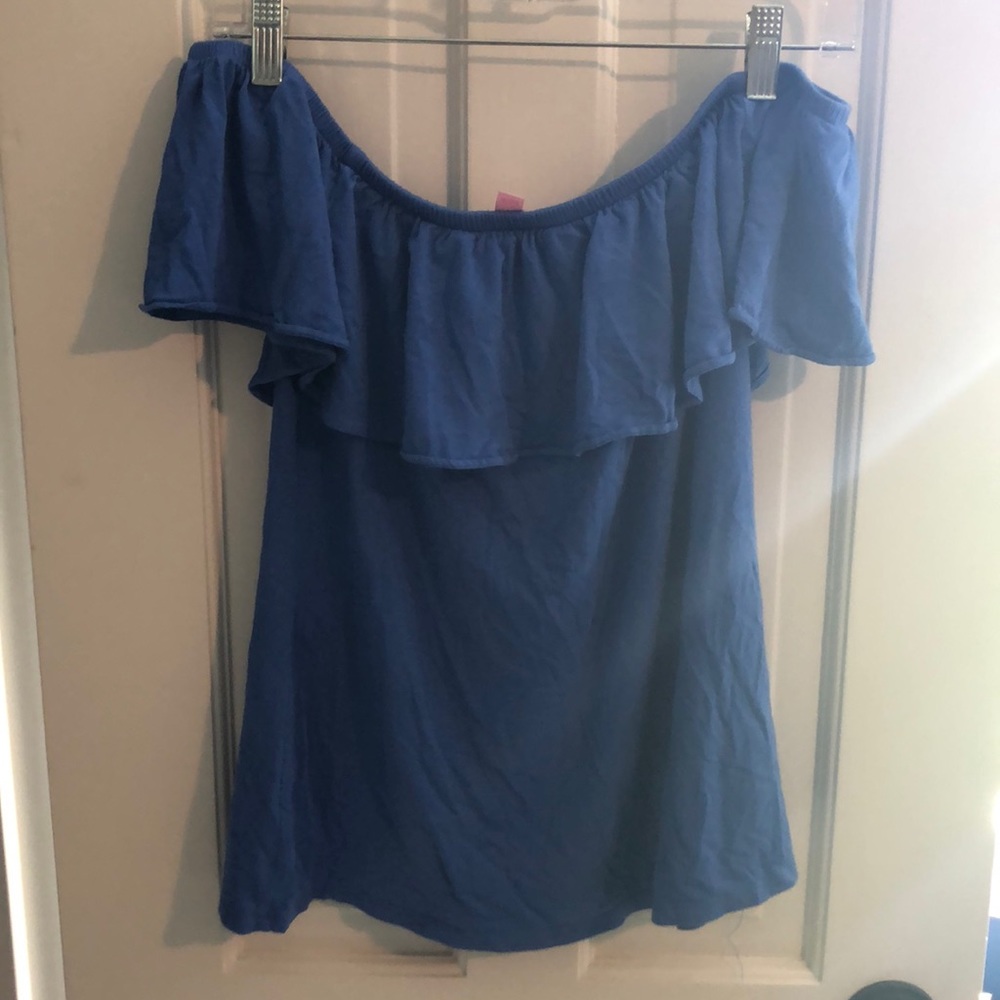 Lilly Pulitzer medium blue off the shoulder top